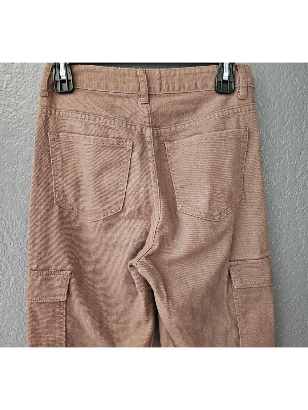 Women's S.O.N.G Cargo Denim Pants Brown Straight Leg Size 1 / 25 Pockets Zip Fly - Picture 15 of 15